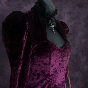 Dolls Kill Velvet Mini Dress in Deep Purple
